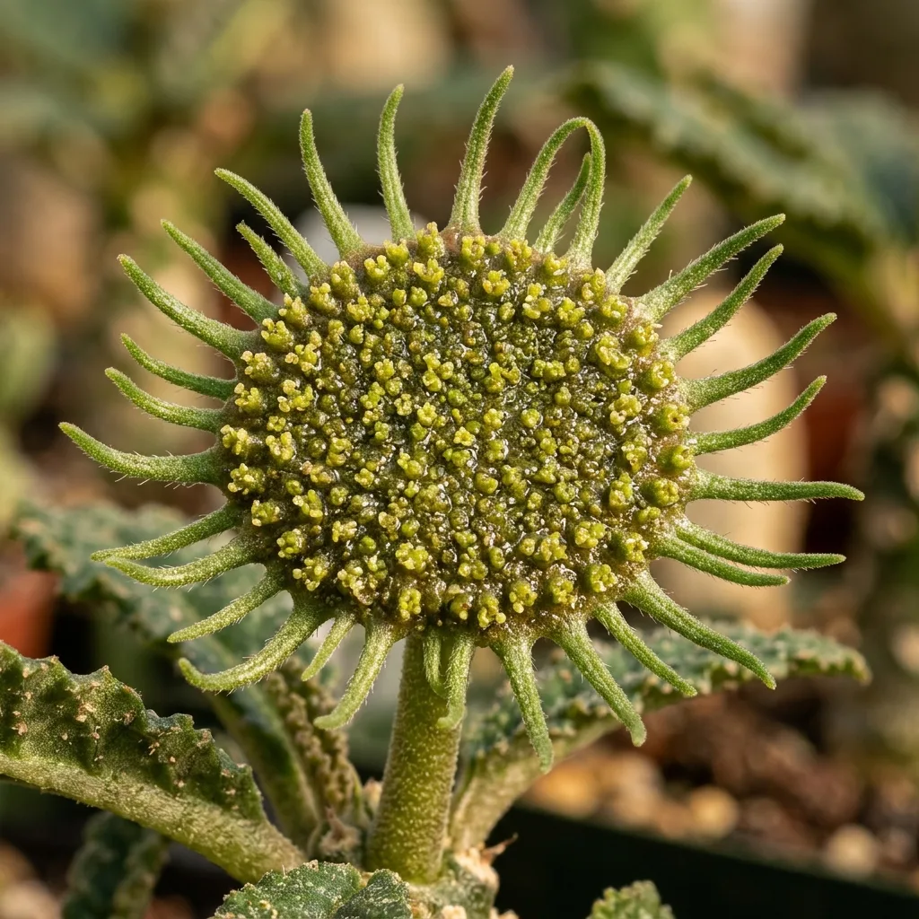 Guía de Cuidados de la Dorstenia: Anatomía del Cáudex, Escudo Floral y Protocolo de Cultivo - Detalle Botánico y Morfología