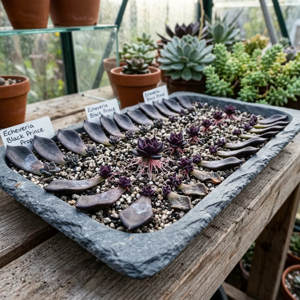 Echeveria 'Black Prince' (Black Hens and Chicks) Propagation Guide: Rooting Leaves and Offsets