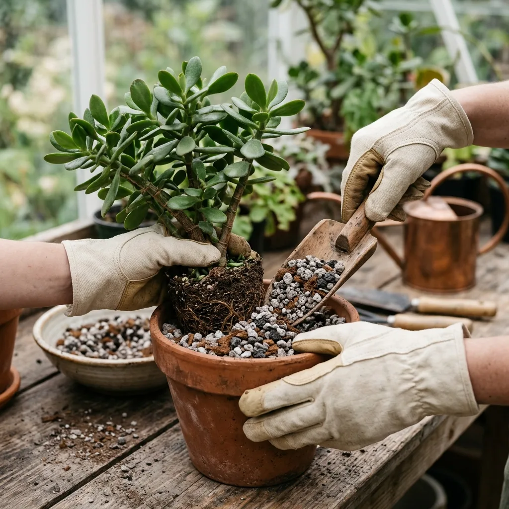 Jade Plant (Crassula ovata) Potting Soil and Root Aeration Guide - Care and Propagation Step