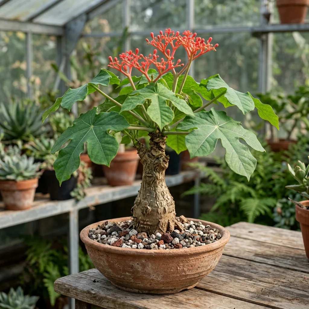 Guía de Cuidados de la Jatropha: Protocolo para Engrosar el Cáudex en Forma de Botella e Inducir la Floración