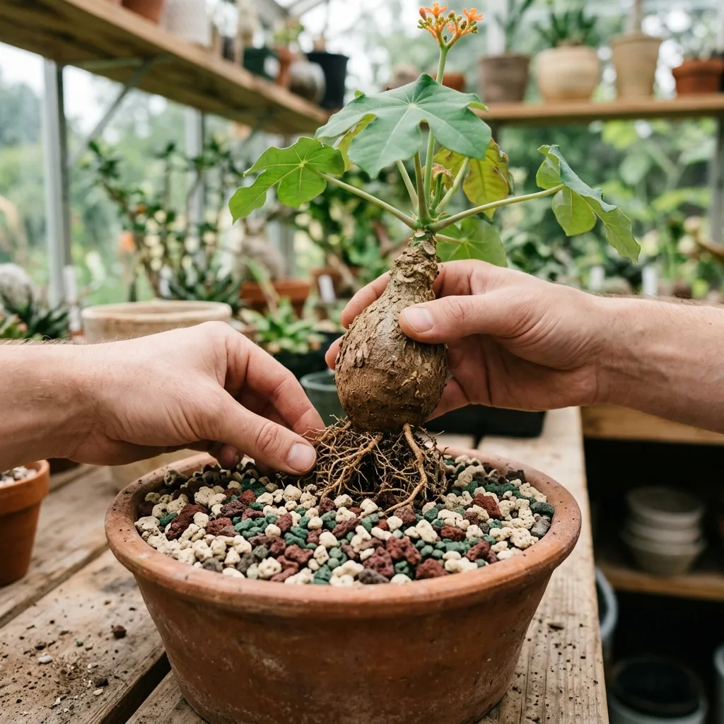 Guía de Cuidados de la Jatropha: Protocolo para Engrosar el Cáudex en Forma de Botella e Inducir la Floración - Guía de Cuidado y Propagación