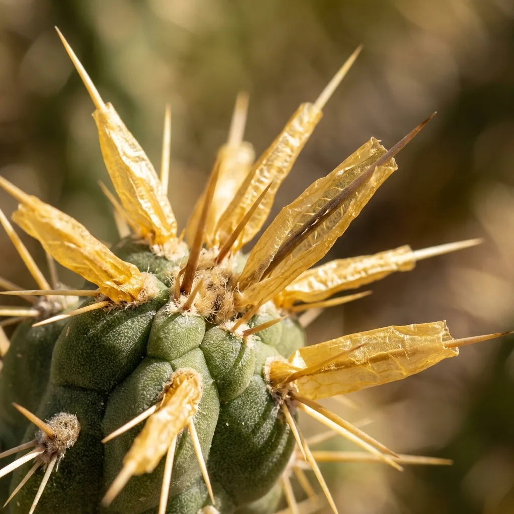 Zıplayan Kaktüs (Cylindropuntia fulgida) Nasıl Yetiştirilir? Efsaneler ve Botanik Bakım Rehberi - Botanik Detay ve Yaprak Dokusu