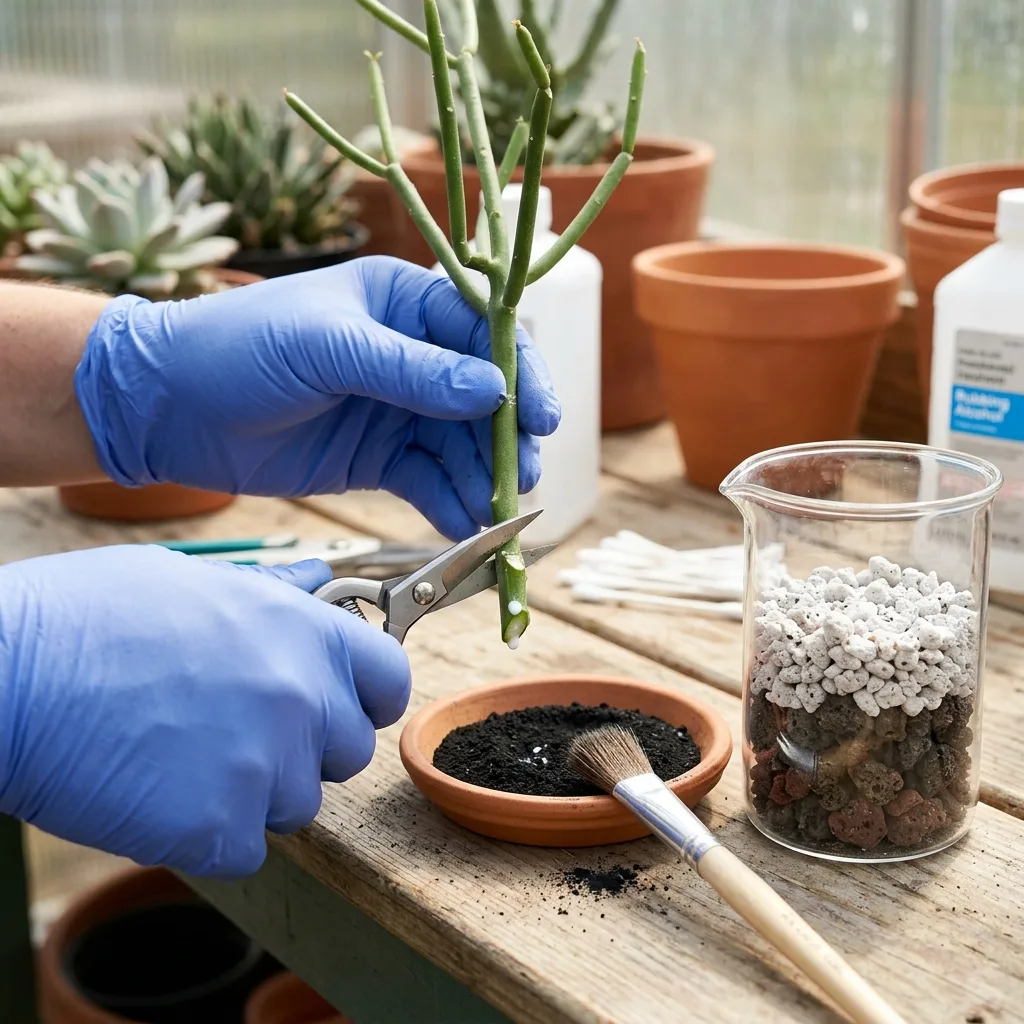 ¿Tu Cactus Lápiz se Espiga? Cómo Frenar el Crecimiento Descontrolado en Terrarios y Guía de Diseño en Vidrio Abierto - Guía de Cuidado y Propagación