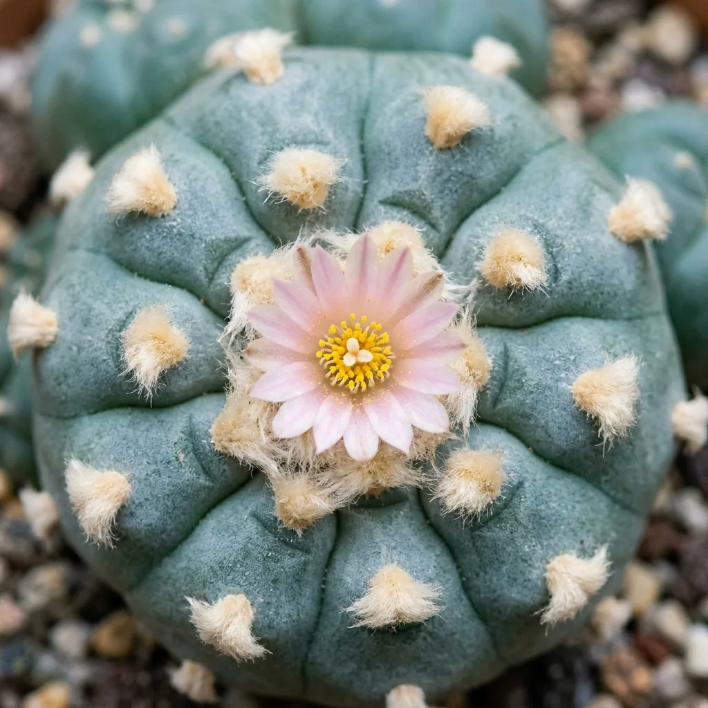 La suculenta ancestral sin espinas: Guía botánica y de cuidados de Lophophora williamsii (Peyote) - Detalle Botánico y Morfología