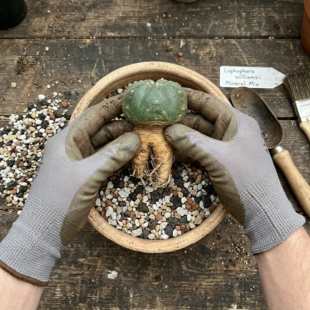 La suculenta ancestral sin espinas: Guía botánica y de cuidados de Lophophora williamsii (Peyote) - Guía de Cuidado y Propagación