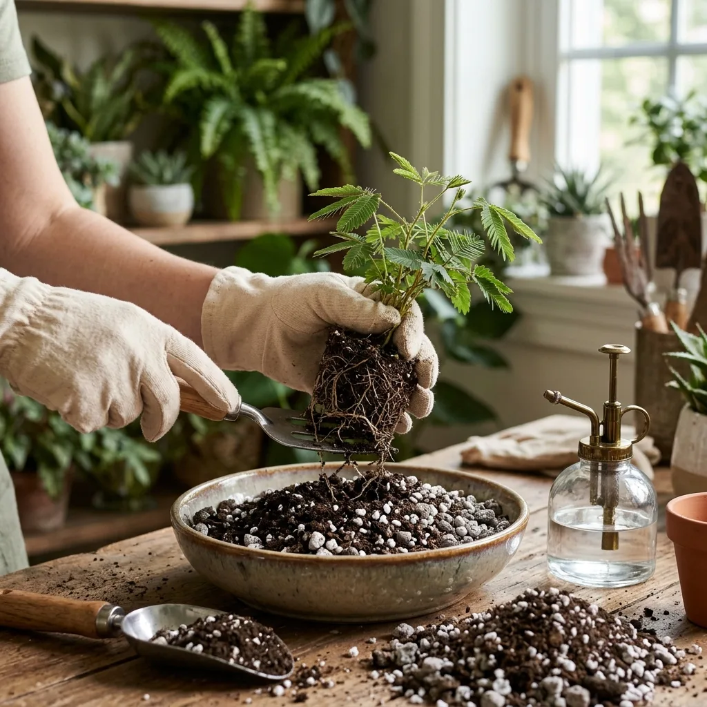 Küstüm Otu (Mimosa pudica) Neden Kurur? Kapanmayan Yapraklar, Zararlılar ve Kurtarma Rehberi - Saksılama ve Çoğaltma Aşaması