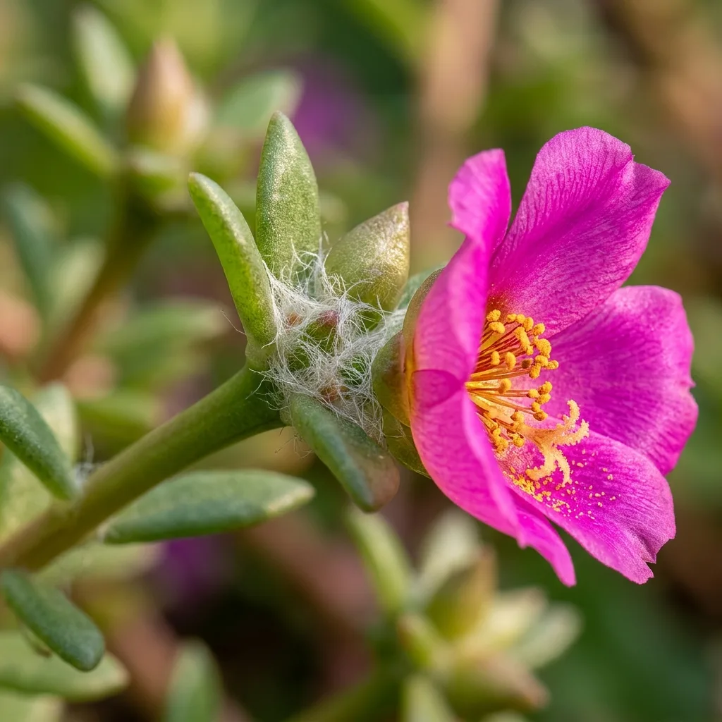 İpek Çiçeği Sukulenti (Portulaca grandiflora) Bakım Rehberi: Yosun Gülü Çiçeklendirme Sanatı - Botanik Detay ve Yaprak Dokusu