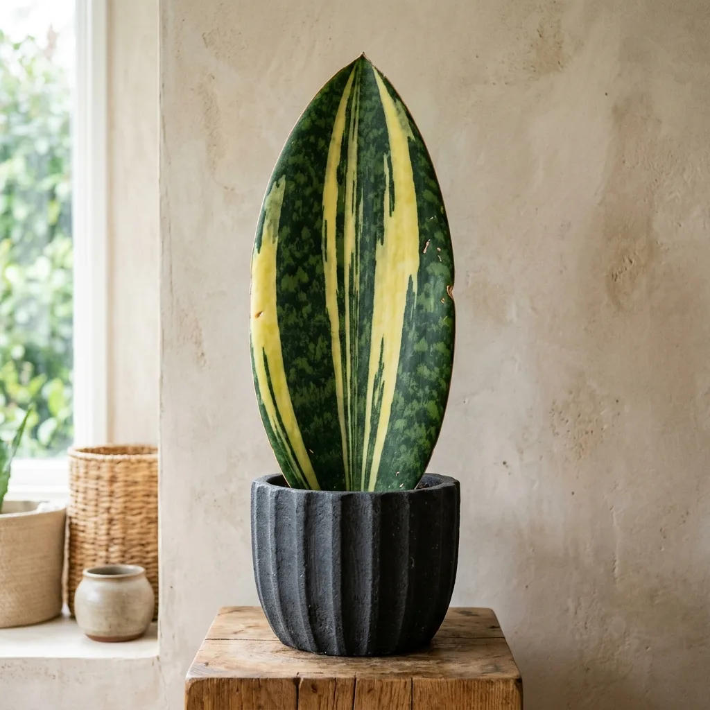 Suculenta Mason Congo: Guía de Cuidados de la Aleta de Ballena Variegada (Sansevieria masoniana f. variegata)