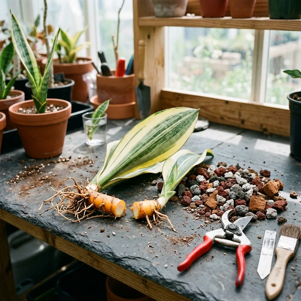 Suculenta Mason Congo: Guía de Cuidados de la Aleta de Ballena Variegada (Sansevieria masoniana f. variegata) - Guía de Cuidado y Propagación