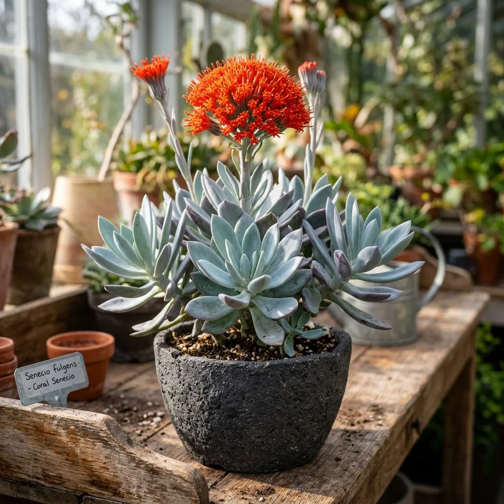 Elegancia Azul de Flores de Coral: Guía de Cultivo y Cuidados de Senecio fulgens (Senecio Coral)